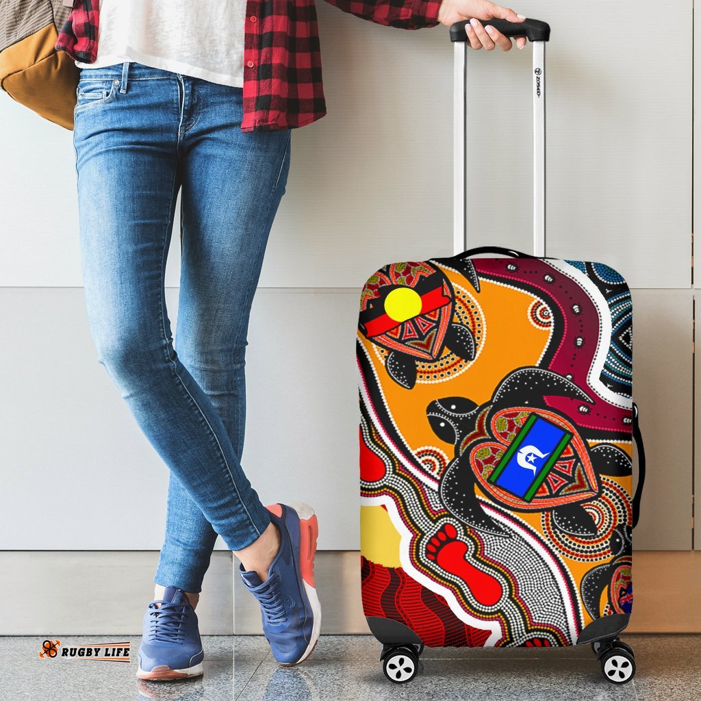 Luggage Cover Australia Aboriginal Dots With Turtle and NAIDOC Flags