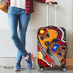 Luggage Cover Australia Aboriginal Dots With Turtle and NAIDOC Flags