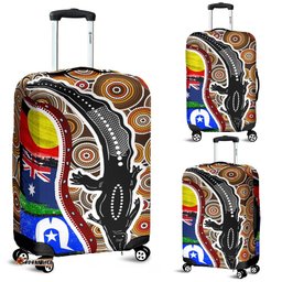 Luggage Cover Australian Aboriginal Crocodile With NAIDOC Flags