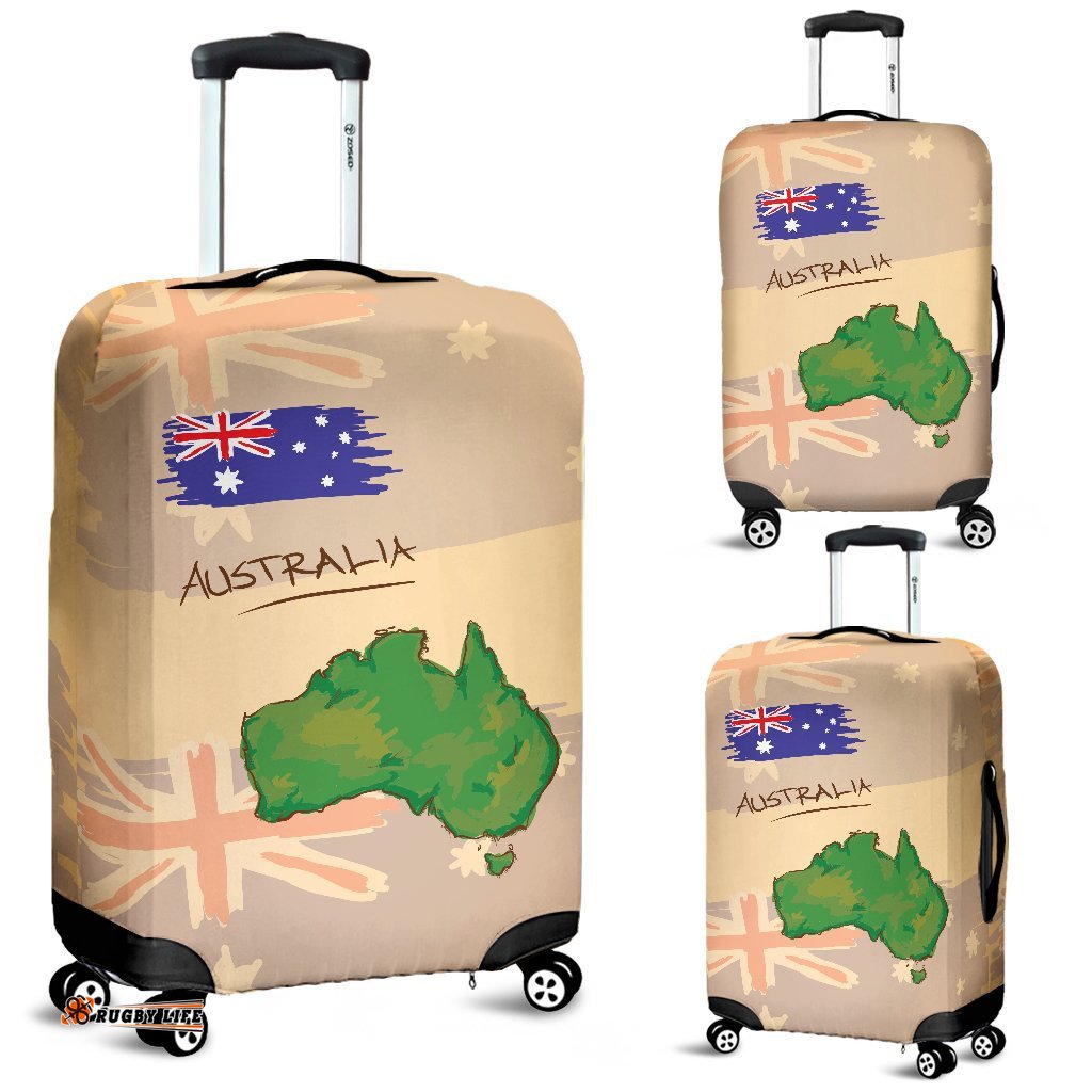 Luggage Cover - Australia Map Suitcase Art Aus Flag