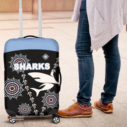 Cronulla Luggage Covers Sharks Simple Indigenous - Black