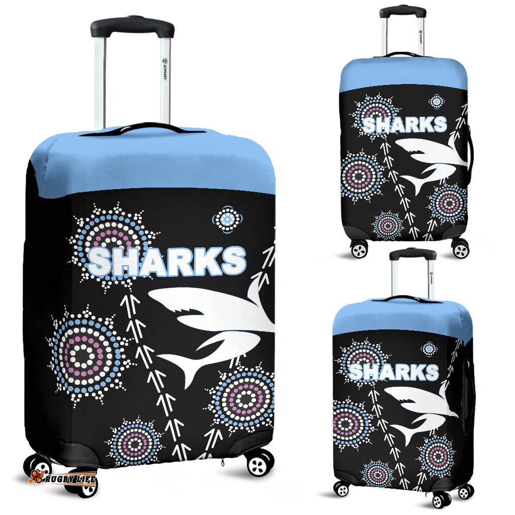 Cronulla Luggage Covers Sharks Simple Indigenous - Black