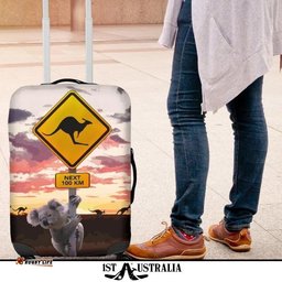 Koala Luggage Cover, Kangaroo Sign Landscape Art