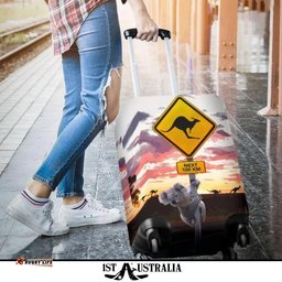 Koala Luggage Cover, Kangaroo Sign Landscape Art