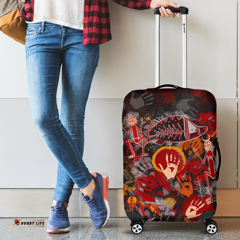 Aboriginal Luggage Covers Indigenous Fish Hand Art
