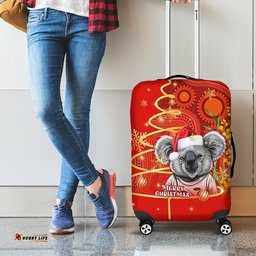 Australia Koala Christmas Luggage Cover Aboriginal Art With Golden Wattle
