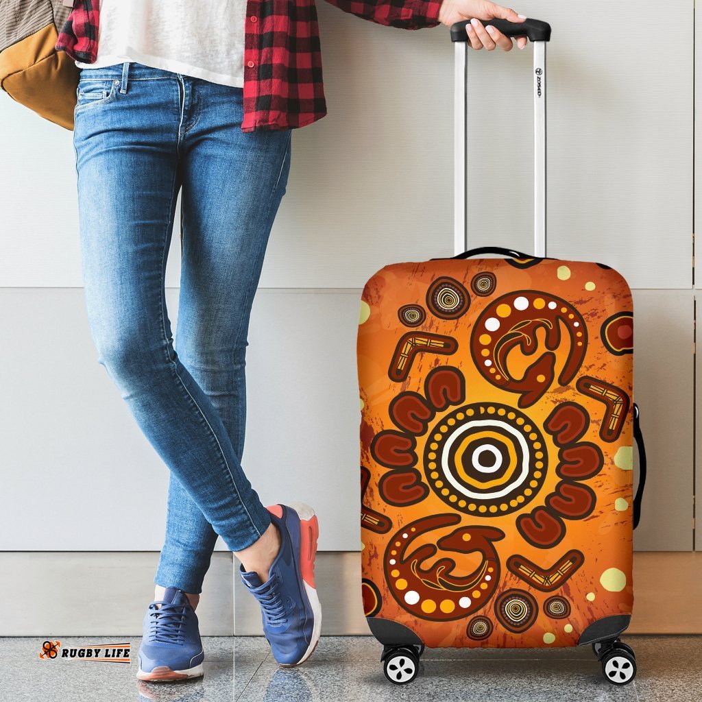 Aboriginal Luggage Covers Baby Kangaroo And Dot Painting Patterns