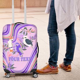 Personalised Australia Hippie Christmas Luggage Cover Cockatoo Kookaburra with Wattle Violet Pastel Color