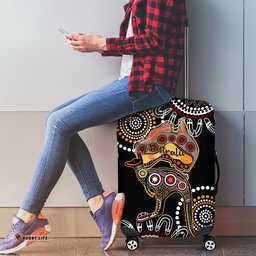 Australia Aboriginal Luggage Cover Australian Map With Kangaroo Indigenous Art