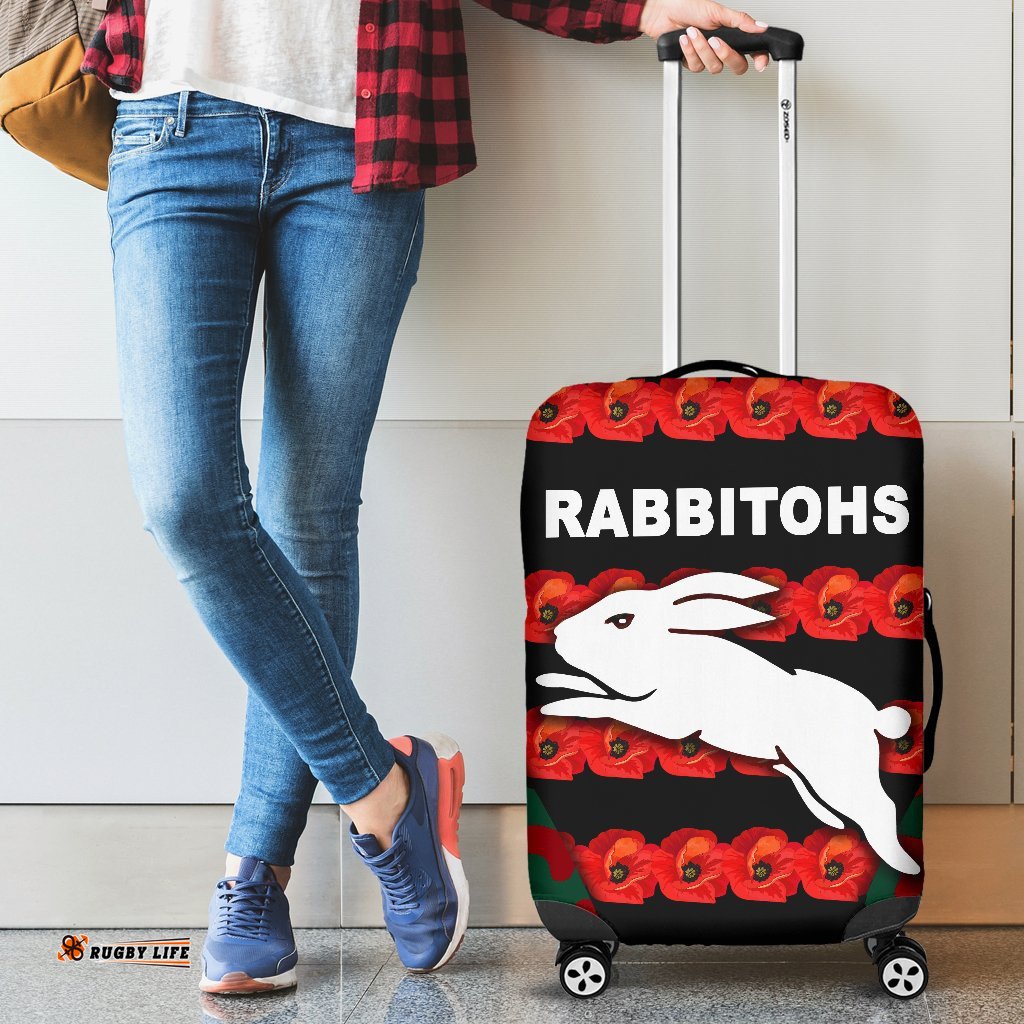 South Sydney Rabbitohs Luggage Covers ANZAC Day Poppy Flower Vibes