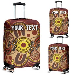 Custom Aboriginal Luggage Covers, Indigenous Lizard Dot Painting Art