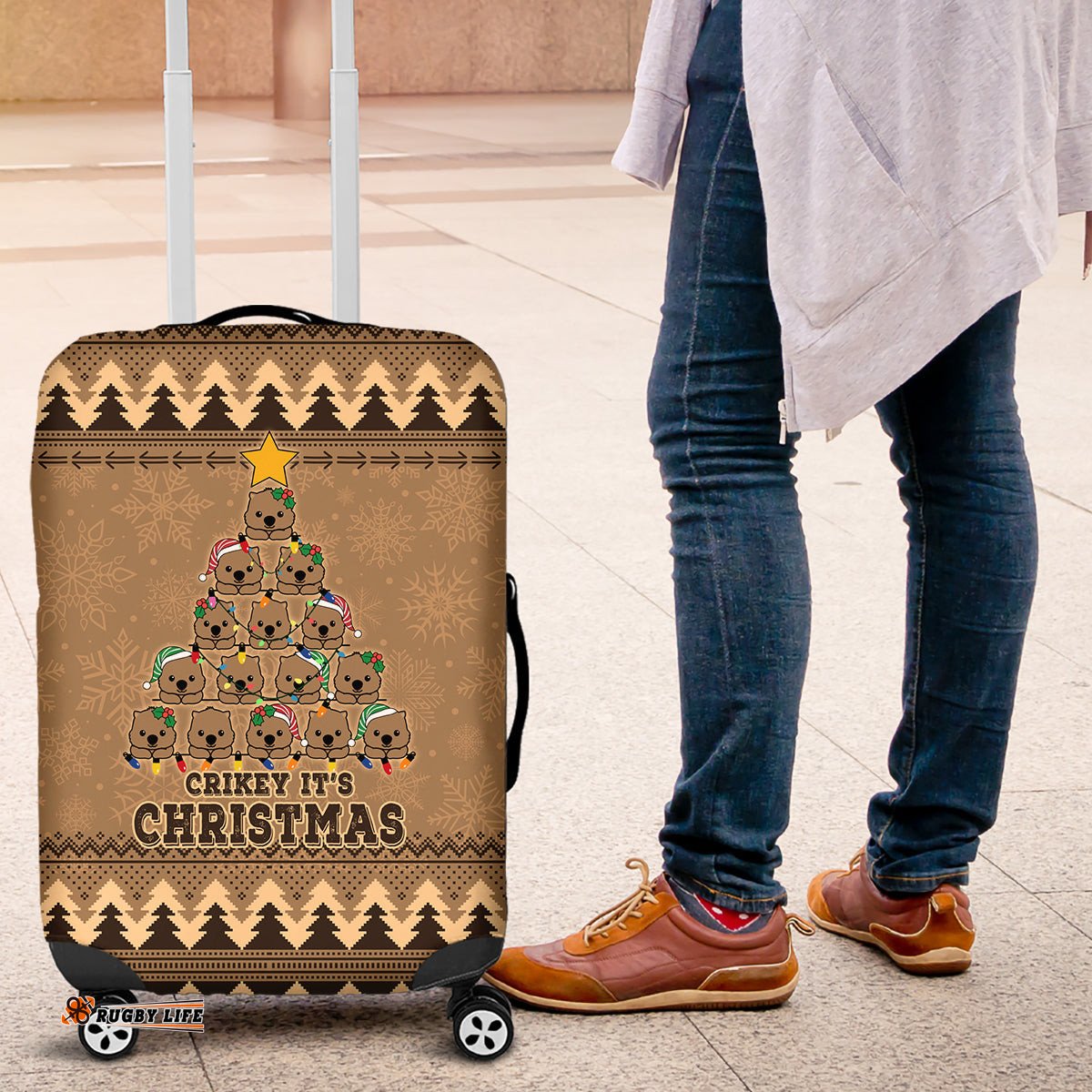 Wombat Christmas Tree Luggage Cover Australia Merry Xmas Simple Style