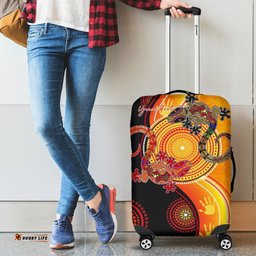Aboriginal Personalised Luggage Covers Couple Aboriginal Lizards