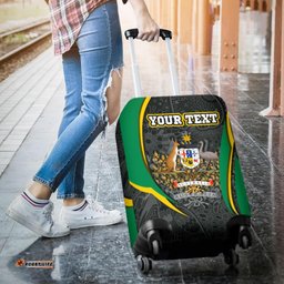 Custom Text Luggage Cover Australia Coat of Arms Aussie Spirit Green
