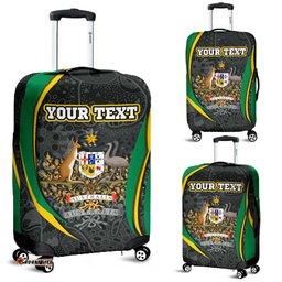 Custom Text Luggage Cover Australia Coat of Arms Aussie Spirit Green