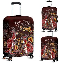 Custom Aboriginal Luggage Covers Kangaroo family with Hand Art