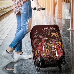 Custom Aboriginal Luggage Covers Kangaroo family with Hand Art