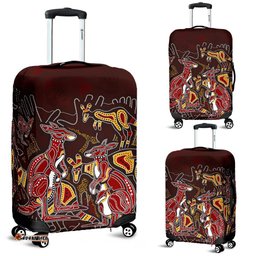 Aboriginal Luggage Covers Kangaroo family with Hand Art