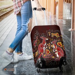 Aboriginal Luggage Covers Kangaroo family with Hand Art