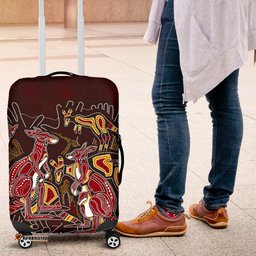 Aboriginal Luggage Covers Kangaroo family with Hand Art
