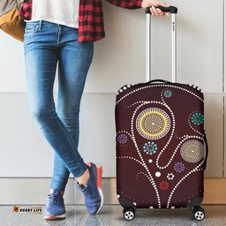 Luggage Cover - Aboriginal Dot Painting Suitcase Tree