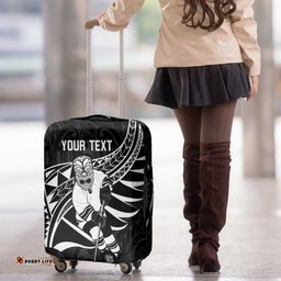 Custom Aotearoa Ice Hockey Luggage Cover NZ Tiki Mascot Maori Pattern
