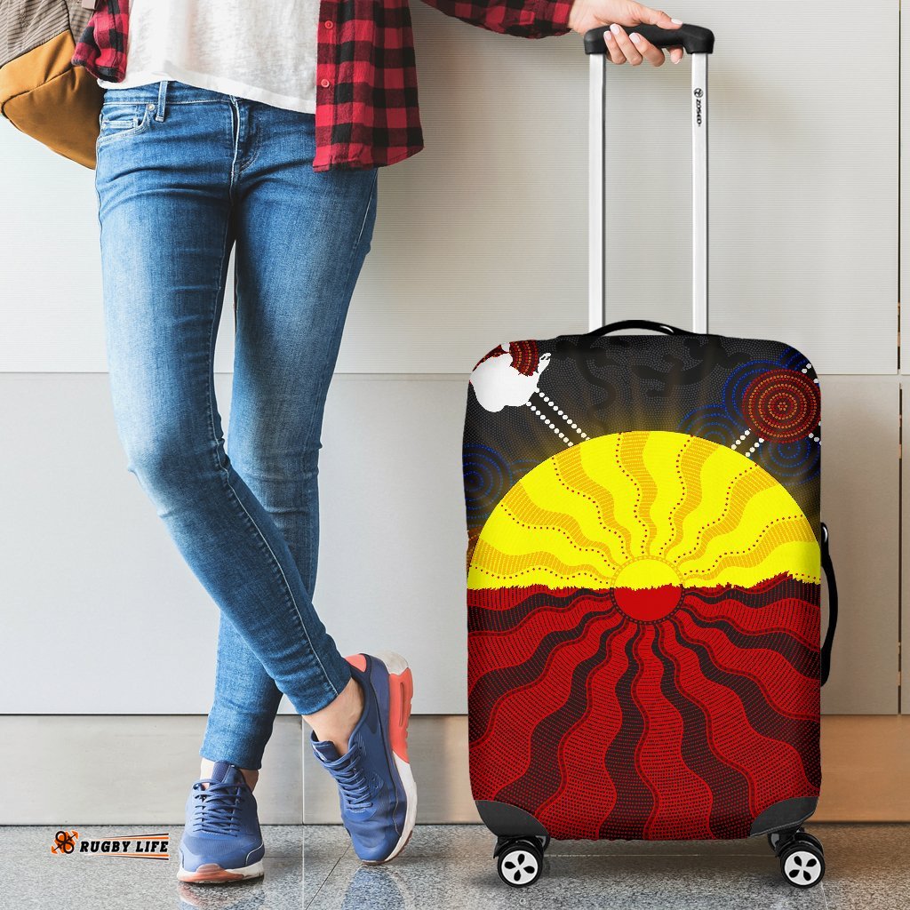 Aboriginal Luggage Covers, Aboriginal Lives Matter Flag Sun Dot Painting