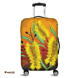 Australia Aboriginal Aboriginal Art Of Yellow Bottle Brush Plant Luggage Cover