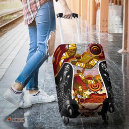 Luggage Cover - Aboriginal Dot Painting Lizard Suitcase Cover