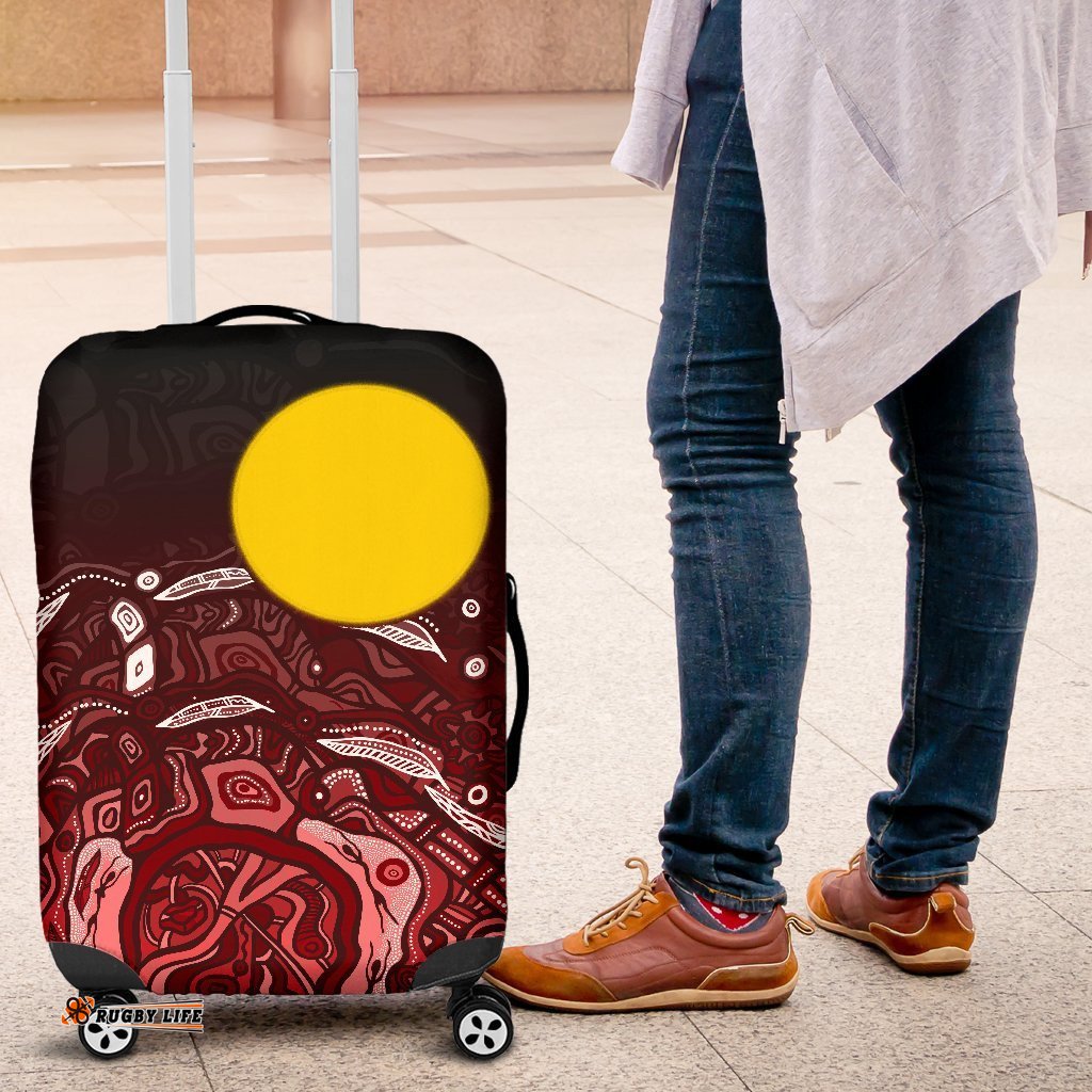 Aboriginal Luggage Cover Red Landscape