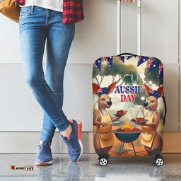 Kangaroos Australia Day Luggage Cover It's Barbecue Time