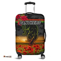 Penrith Panthers ANZAC Luggage Cover Poppy Flowers Vibes Black