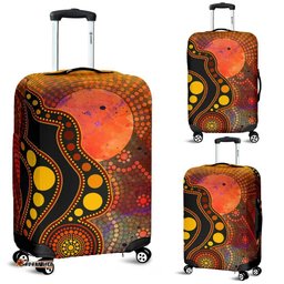 Aboriginal Luggage Covers Australia Indigenous Flag Circle Dot Painting Art Golden