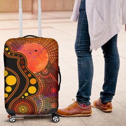Aboriginal Luggage Covers Australia Indigenous Flag Circle Dot Painting Art Golden