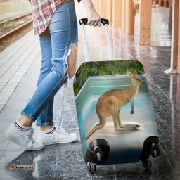 Luggage Cover - Kangaroo Suitcase Beach Landscape Art