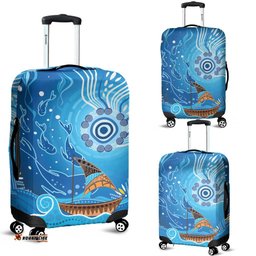 Luggage Cover Aboriginal View Sea With Fish And Boat