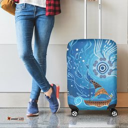 Luggage Cover Aboriginal View Sea With Fish And Boat