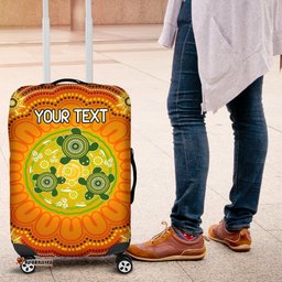 Custom Text Aboriginal Luggage Covers Turtle Circle Dot Painting Art