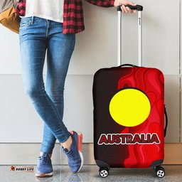 Luggage Cover - Aboriginal Patterns Suitcase Sun Australia Flame