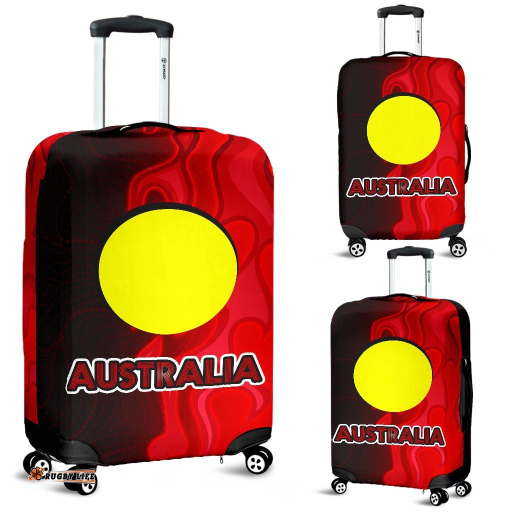 Luggage Cover - Aboriginal Patterns Suitcase Sun Australia Flame