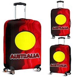 Luggage Cover - Aboriginal Patterns Suitcase Sun Australia Flame