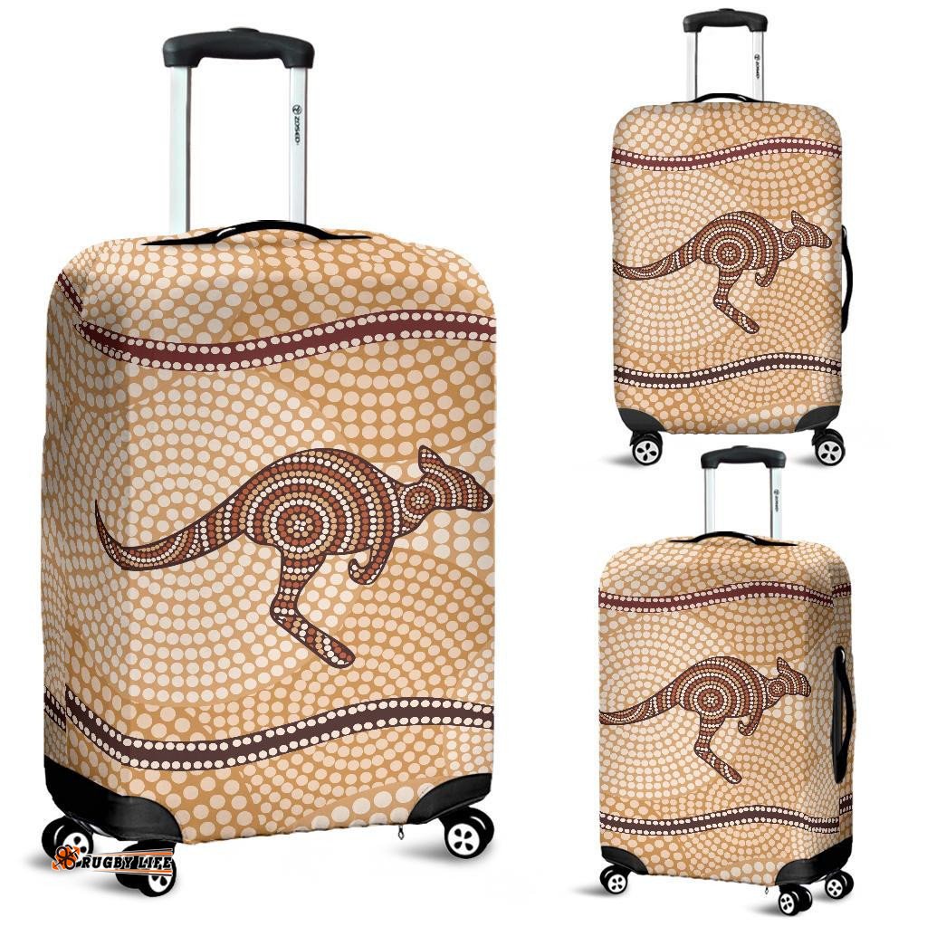 Luggage Cover - Aboriginal Dot Painting Suitcase Kangaroo