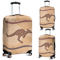 Luggage Cover - Aboriginal Dot Painting Suitcase Kangaroo