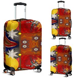 Luggage Cover - Aboriginal Dot Painting & Flags, Crocodile