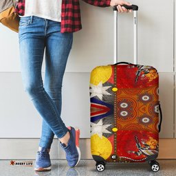 Luggage Cover - Aboriginal Dot Painting & Flags, Crocodile