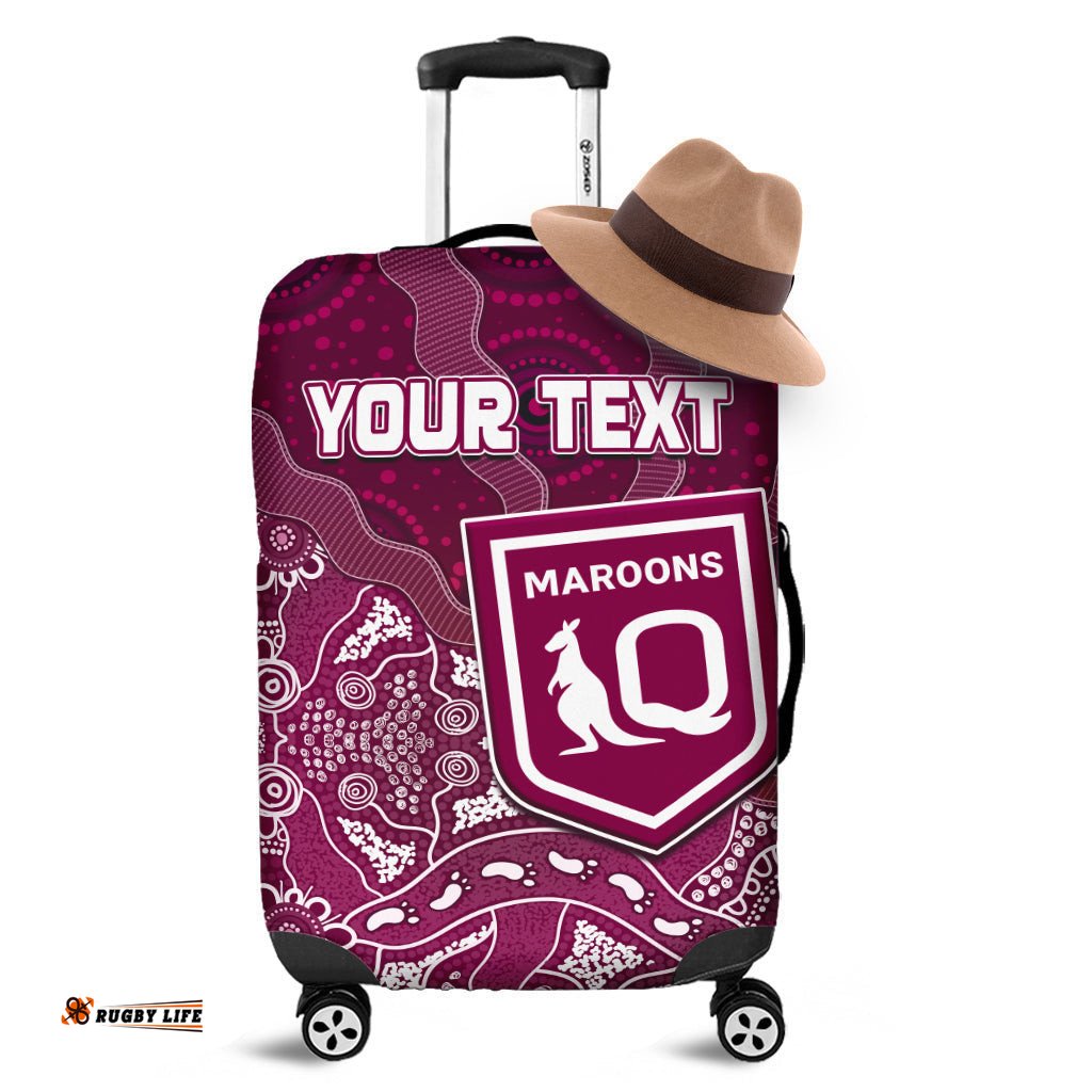 Custom Personalised Maroons Rugby Luggage Covers Fascinated Aboriginal Queenslanders