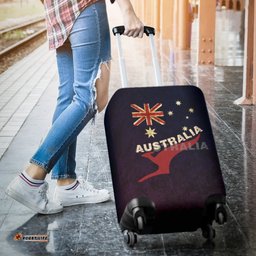 Luggage Cover - Aus Flag Suitcase Kangaroo Vintage
