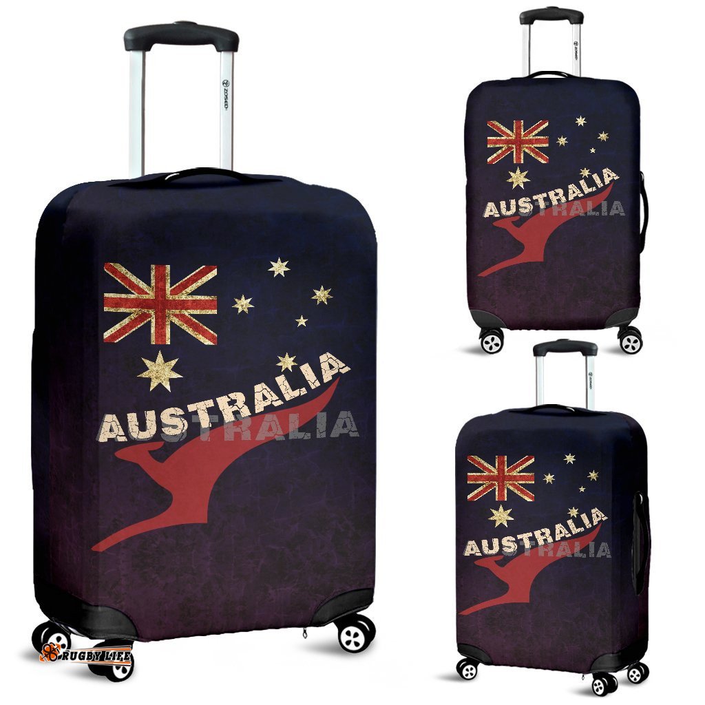 Luggage Cover - Aus Flag Suitcase Kangaroo Vintage