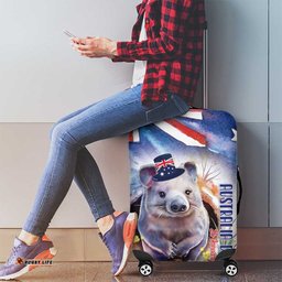 Wombat Australia Day Luggage Cover Happy 26 January Banksia Watercolor