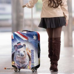 Wombat Australia Day Luggage Cover Happy 26 January Banksia Watercolor